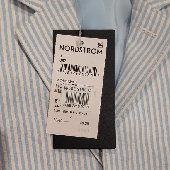 NWT Nordstrom Boy's Light Blue and White Pin Striped Blazer New with Tags - Picture 3 of 5